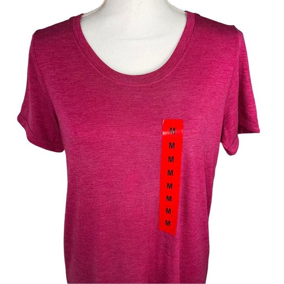 New Jessica Simpson Raspberry Pink T-Shirt Dress Medium MIDI Side Slits - Picture 3 of 8
